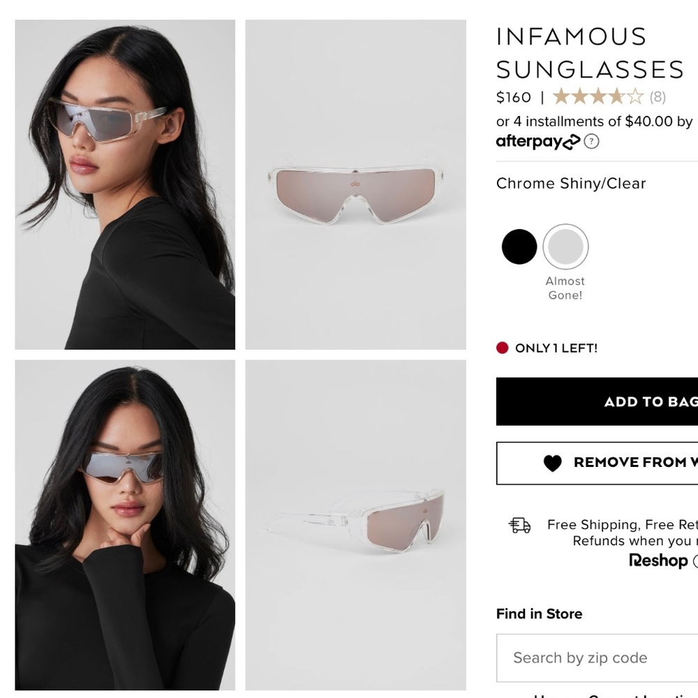INFAMOUS SUNGLASSES Chrome Shiny/Clear ALO BNWT